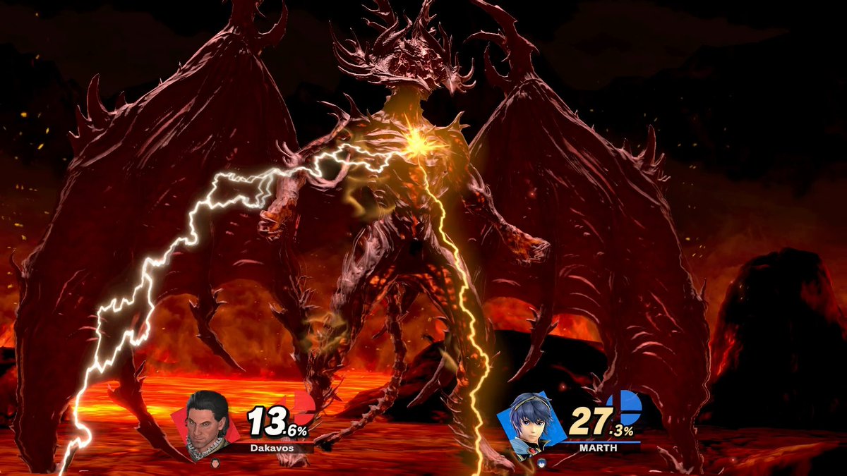 Dakavos's tweet photo. Just like Kazuya, Raphael transforms into his Cambion form during smash attacks and special moves.

But you can also choose to play as him in his permanent Cambion form.

Additionally this mod comes with:

-Ascended fiend form for his Final Smash
-Expressions
-Effects
-Voice
-UI https://t.co/VhaJpor3IQ