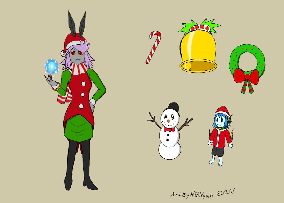 bumpernyan's tweet photo. Ruby and her Christmas outfit. A young sorcerer who has a white Christmas magic, with a powerful ice glow.
The last one will be Lucas.
#BumperMonsters #cuteart #OC #illustration #cooloc #sketchbook #digitalart #Christmas #バンパーブロック https://t.co/6gDSKkEnyW
