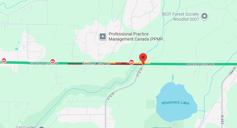 NewsRadioVAN's tweet image. 4:05-#MapleRidge 
Caller reported a collision along Dewdney Trunk road and 272. Closed in booth directions.