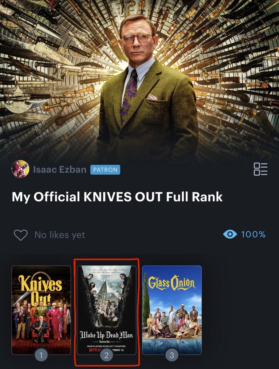 IsaacEzban's tweet image. Celebrating the recent release of a new Rian Johnson whodunit (Don´t you love how he just made the awesome #KnivesOut and Netflix told him: come on man, bring it on, make 2 or 3 more of these for us?), this week on #ListOfTheWeek # 294, MY OFFICIAL KNIVES OUT FULL RANK!!!!

I