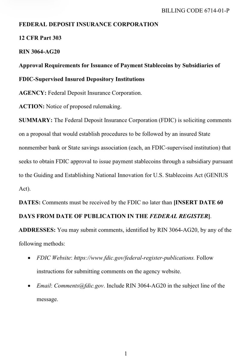 XrpUdate's tweet photo. BOOOOOOOOOOOM💥

On Dec 16, 2025, the FDIC approved a proposed rule establishing application procedures for FDIC supervised banks to issue payment stablecoins under the GENIUS Act.📄

A key step toward regulatory clarity and bank issued stablecoins in the U.S. financial system 🇺🇸 https://t.co/q3bajSHvBG