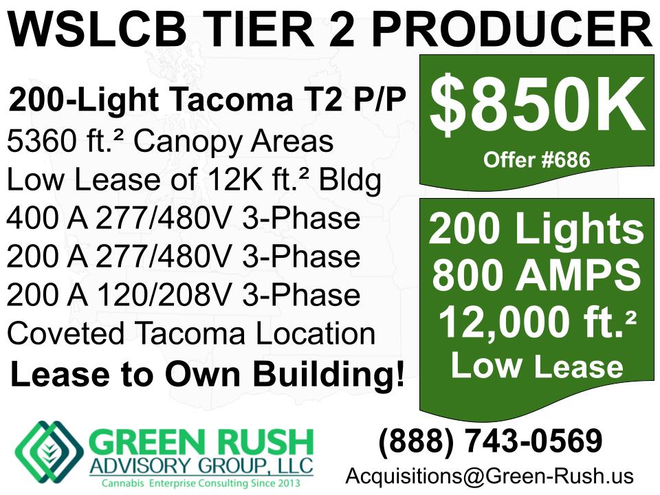 GreenRushUS's tweet photo. #200Light #Tacoma #I502 #WSLCB #Tier2 #Recreational #Cannabis #Producer #Processor For Sale. New #Gavita gear, low lease of massive 12K building w/ Purchase Option and 800 AMPS of 3-Phase. Just $850K! Call us today! (888)-743-0569. https://t.co/MUFk2N8QLW https://t.co/gKKQTk6kyQ