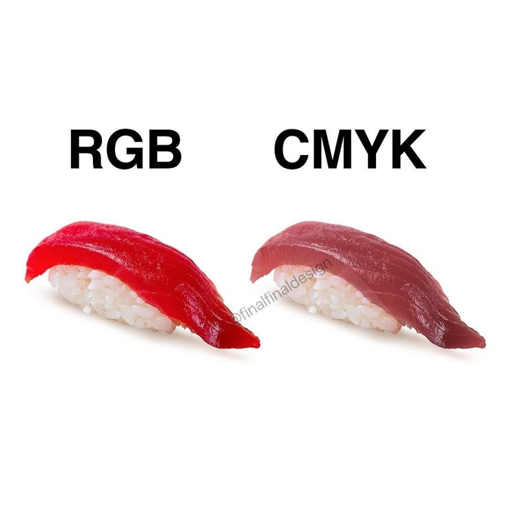 typelabo's tweet image. rgb vs cmyk explained with sushi print designers feel this (finalfinaldesign)