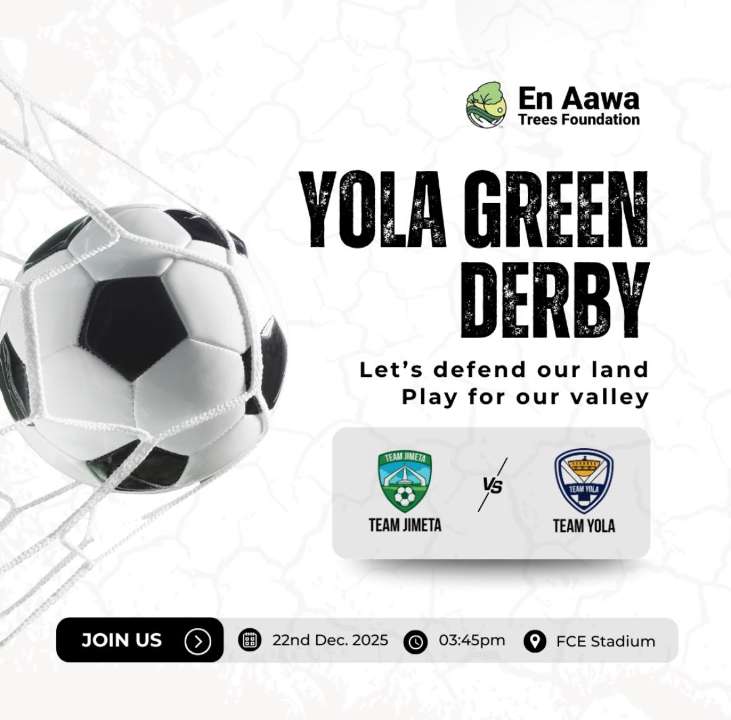 EnaawaFdn's tweet photo. Yola Town vs Jimeta ⚽🔥
Years of banter and  Endless arguments. 😅
Now, let's settle this — on the pitch.

Brought to you by ENAAWA Trees Foundation 🌱

#YolaTownVsJimeta #Yola #Jimeta #AdamawaFootball #ENAAWATreesFoundation #SportsForChange #KickForThePlanet https://t.co/SkFzUJEnv6