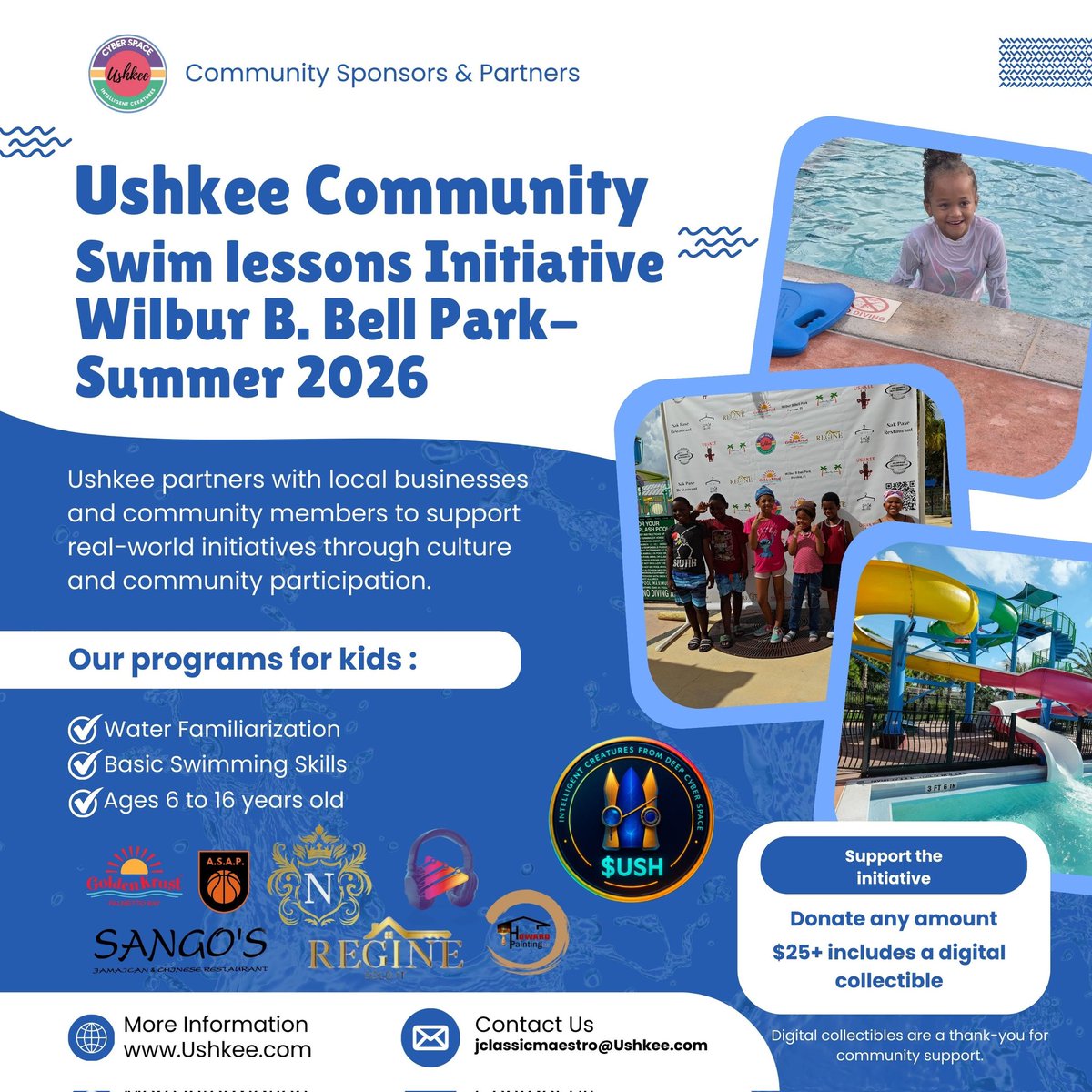 Ushkee's tweet image. We’re officially in Year 3.

We’re continuing our Ushkee Community Swim Lessons Initiative at Wilbur B. Bell Park for Summer 2026, helping kids gain access to swimming lessons and water safety education.
