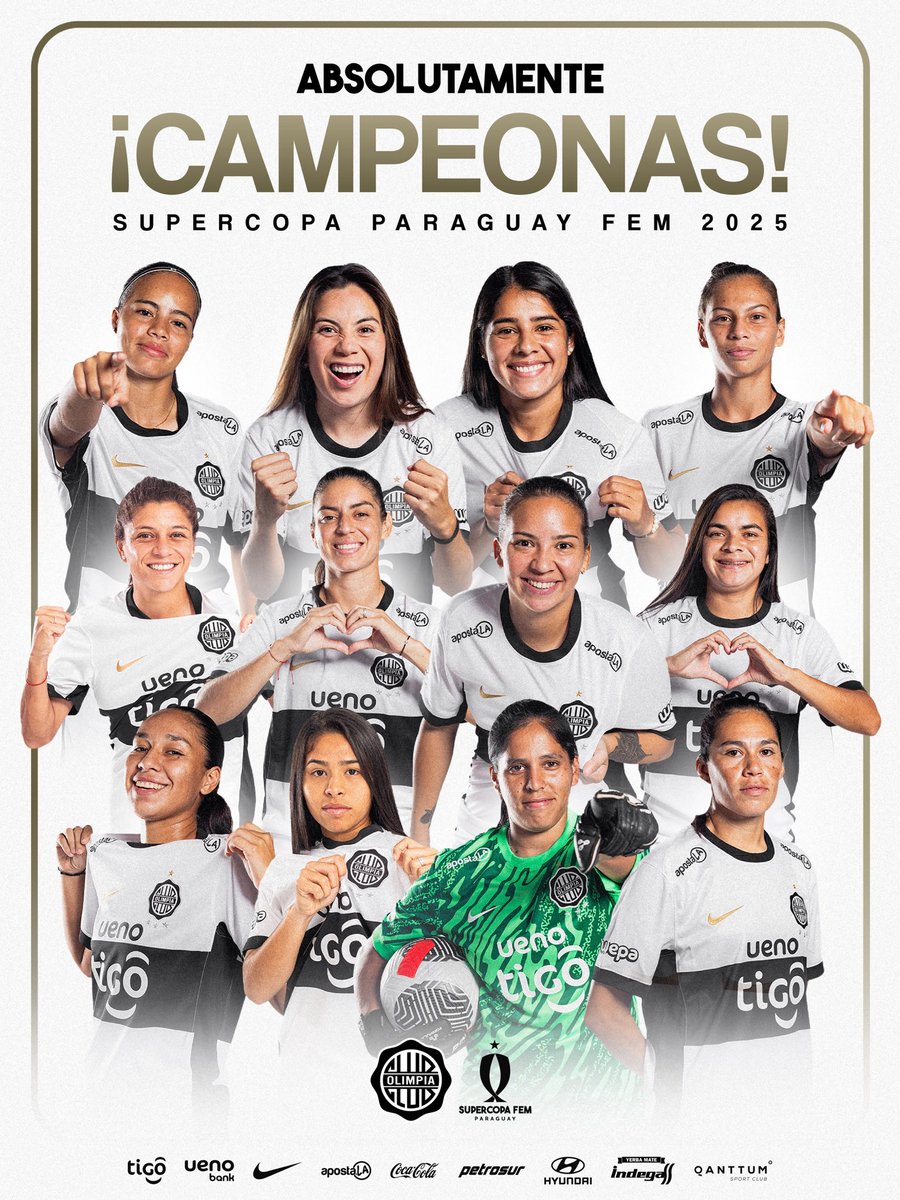 NetamenteFutbol's tweet photo. #SupercopaFEM 🇵🇾
OLIMPIA SUPERCAMPEONAS!!
#Olimpia se consagró campeón de la Supercopa Paraguay FEM, derrotó a #Libertad en los penales por el marcador de 4-2. Durante los 90 minutos, el encuentro terminó 1-1. Claudia Martinez marcó el gol de las franjeadas. Salud CAMPEONAS!! https://t.co/ree2mFyMqp