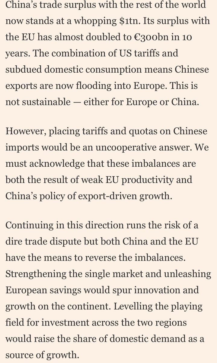 elerianm's tweet image. From Emmanuel Macron’s column in the Financial Times, “We urgently need to rebalance EU-China relations: Resolving serious trade imbalances will require co-operation and co-ordinated action.”
#economy #markets #China #Europe #France #Macron @ft @EmmanuelMacron