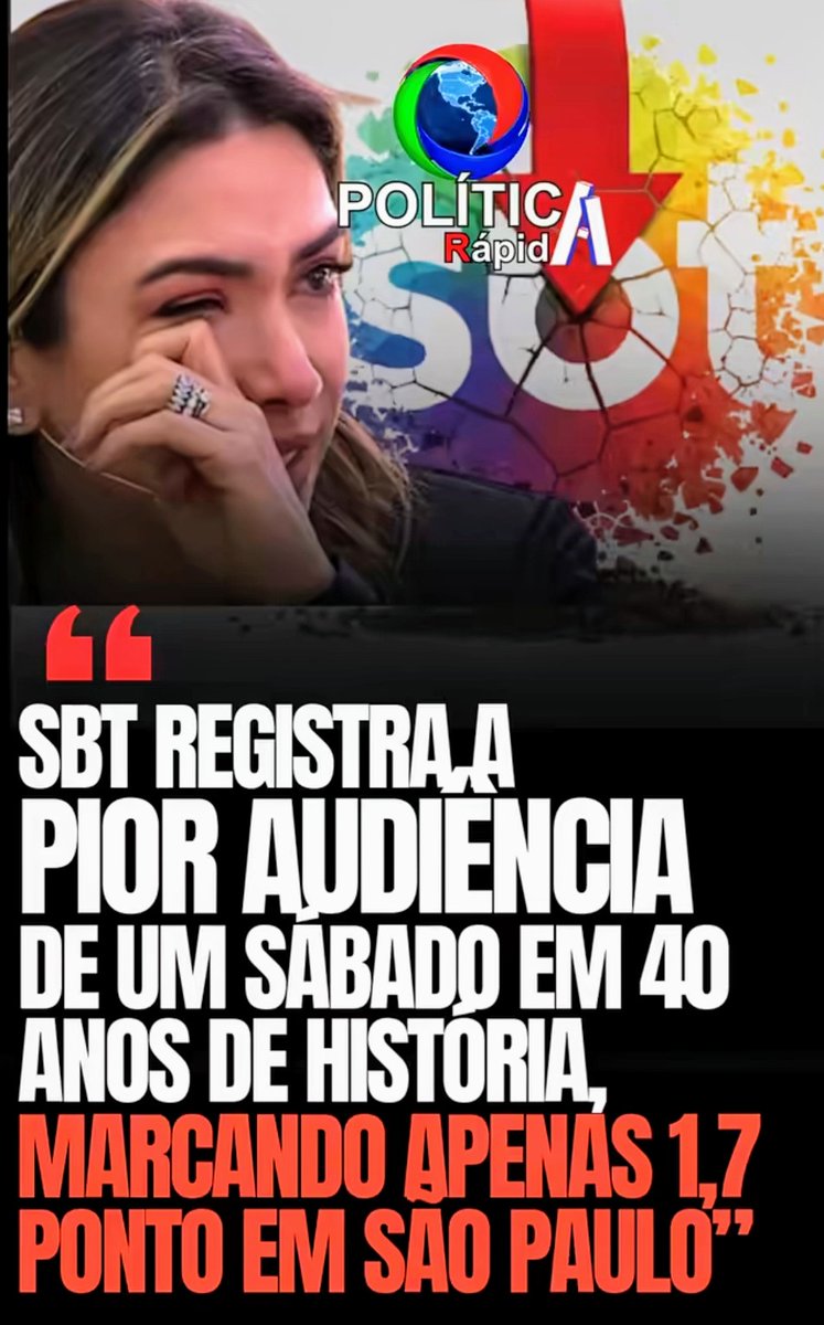 O DESEMPENHO  OCORRE DIAS APÓS  POLÊMICA  ENVOLVENDO LANÇAMENTO DO SBT NEWS COM PRESENÇA  DE AUTORIDADES DO GOVERNO  E DO JUDICIÁRIO. 

NOSSO BOICOTE  FUNCIONANDO  100 % 
O SPT TEM QUE RESPEITAR OS PATRIOTAS  DE DIREITA  , BOLSONARISTAS !!!
 🇧🇷🇧🇷🇧🇷🇧🇷🇧🇷🇧🇷🇧🇷🇧🇷🇧🇷