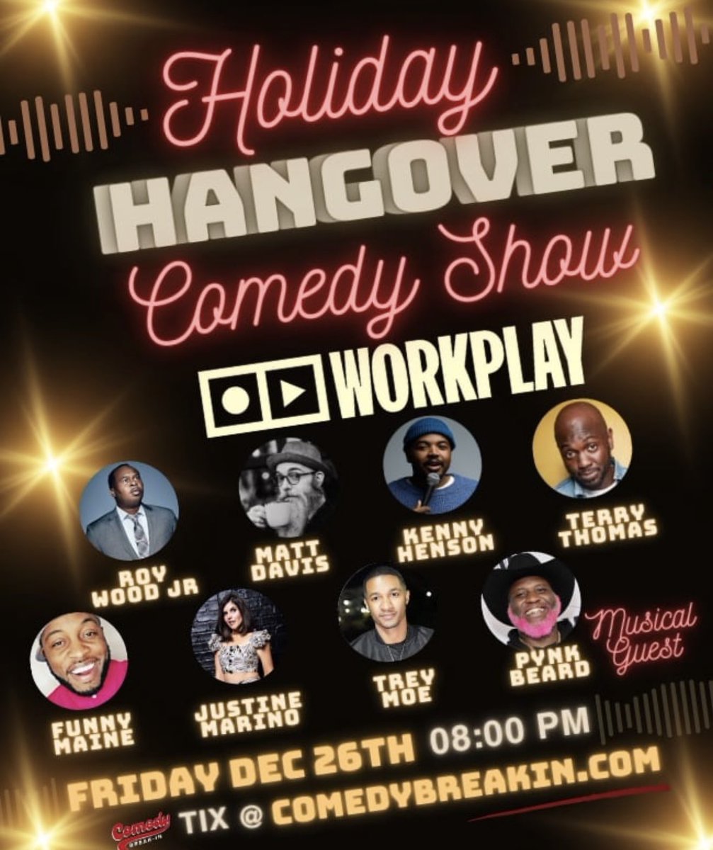 roywoodjr's tweet image. Birmingham peeps. I’m on a day after Christmas comedy show with a gang of talented other comics I also call my friends. 

Laughs and get a little music w/ the homie Pynk Beard as well. Dec 26 @WorkPlayBham 

Tix at url-shortener.me/3R2G+