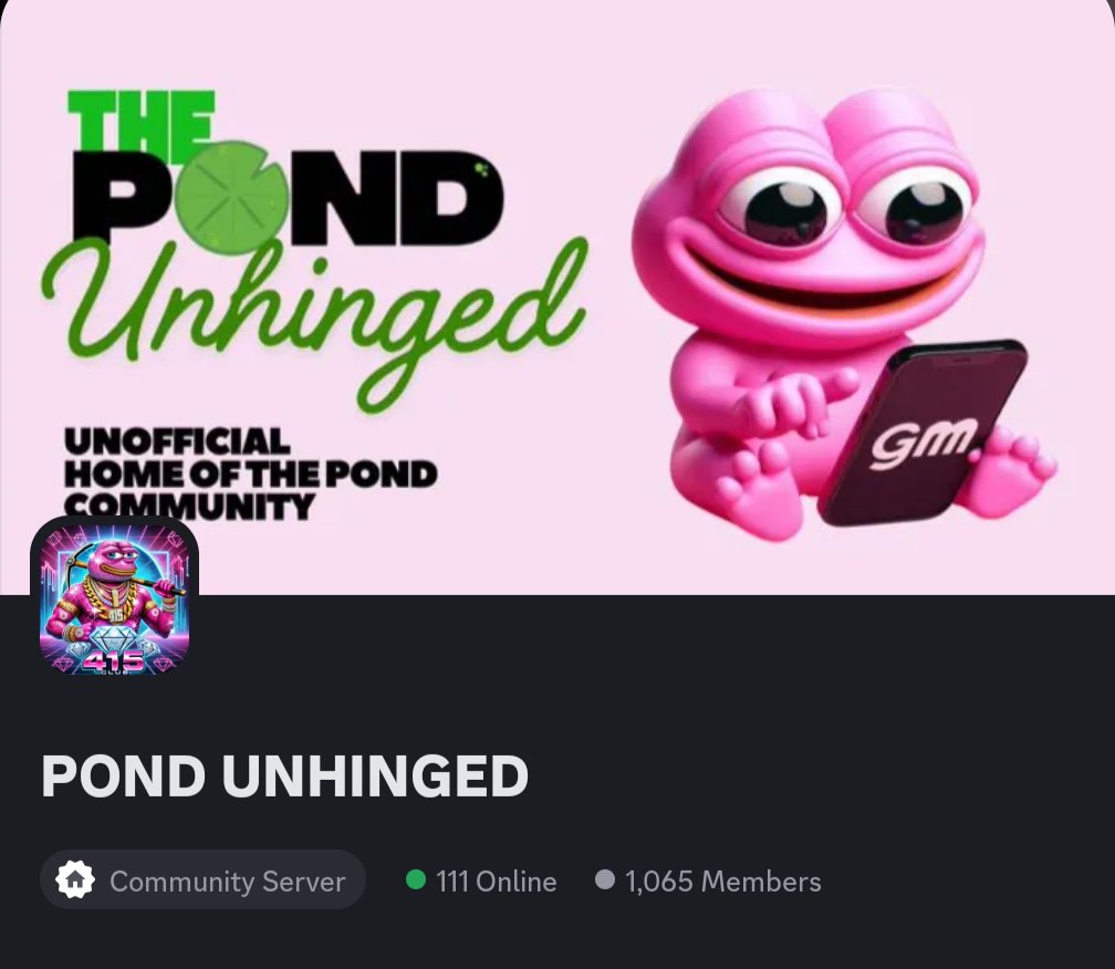 🐸 The Pond Unhinged Discord
The unofficial home of the Pond community.

Where conversations flow, memes ripple, and the community stays unhinged - in the best way.

👉 Join the Discord: link in my bio
🥂