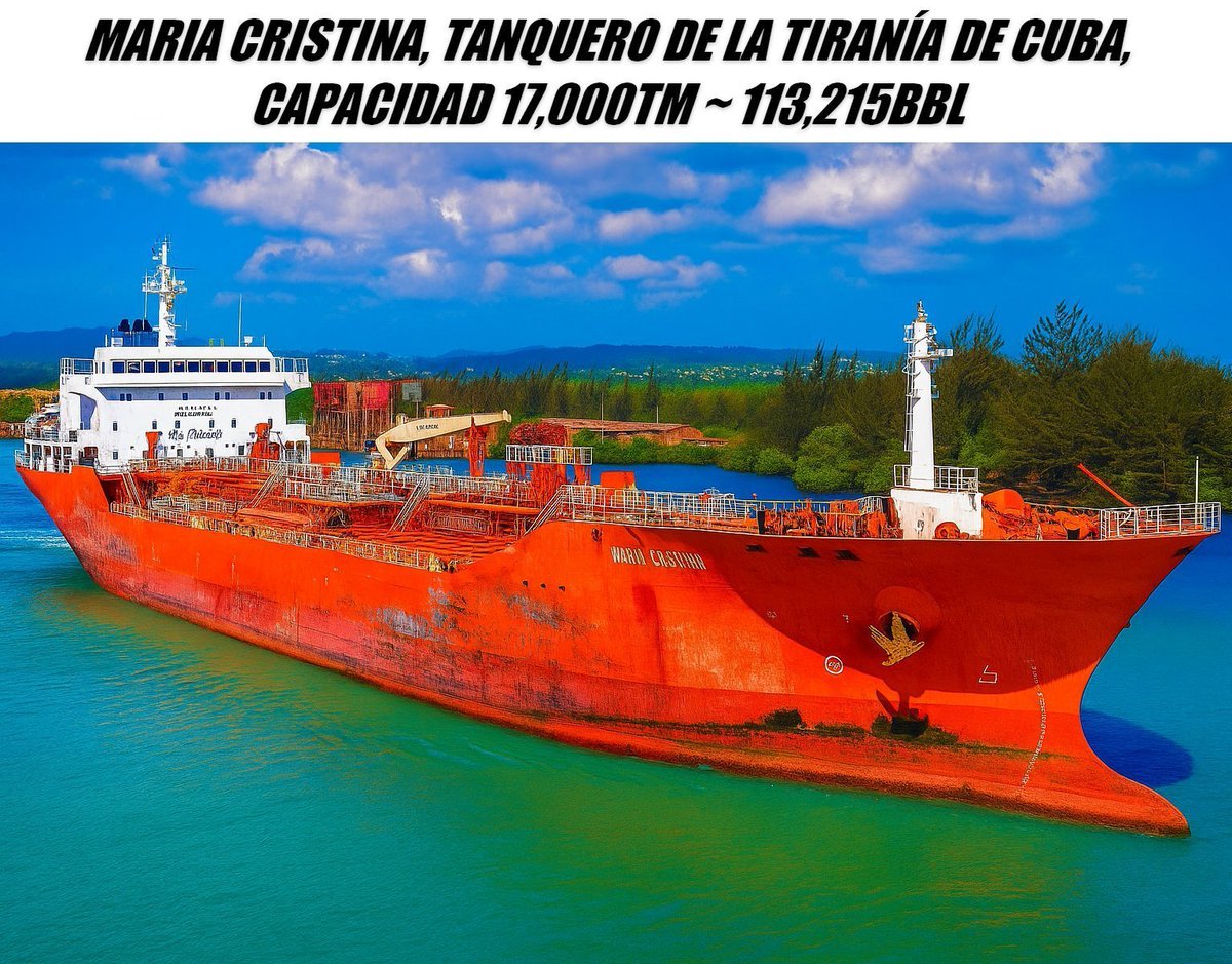 FlconEYES's tweet photo. ⚓️#MARIACRISTINA 9502453
Tanquero del régimen de #Cuba bajo el control del @PartidoPCC
Entró desde #Venezuela con combustibles para #CUPET #CUBAMETALES, #GAESA y los claves del PCC.
Ahora entregando en #Matanzas
#Now #Cuba #AIS #cubarcos #16Dec https://t.co/XxymmrrKKP