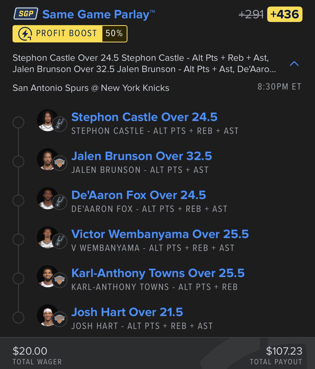 1u NBA Cup Parlay +436🧃