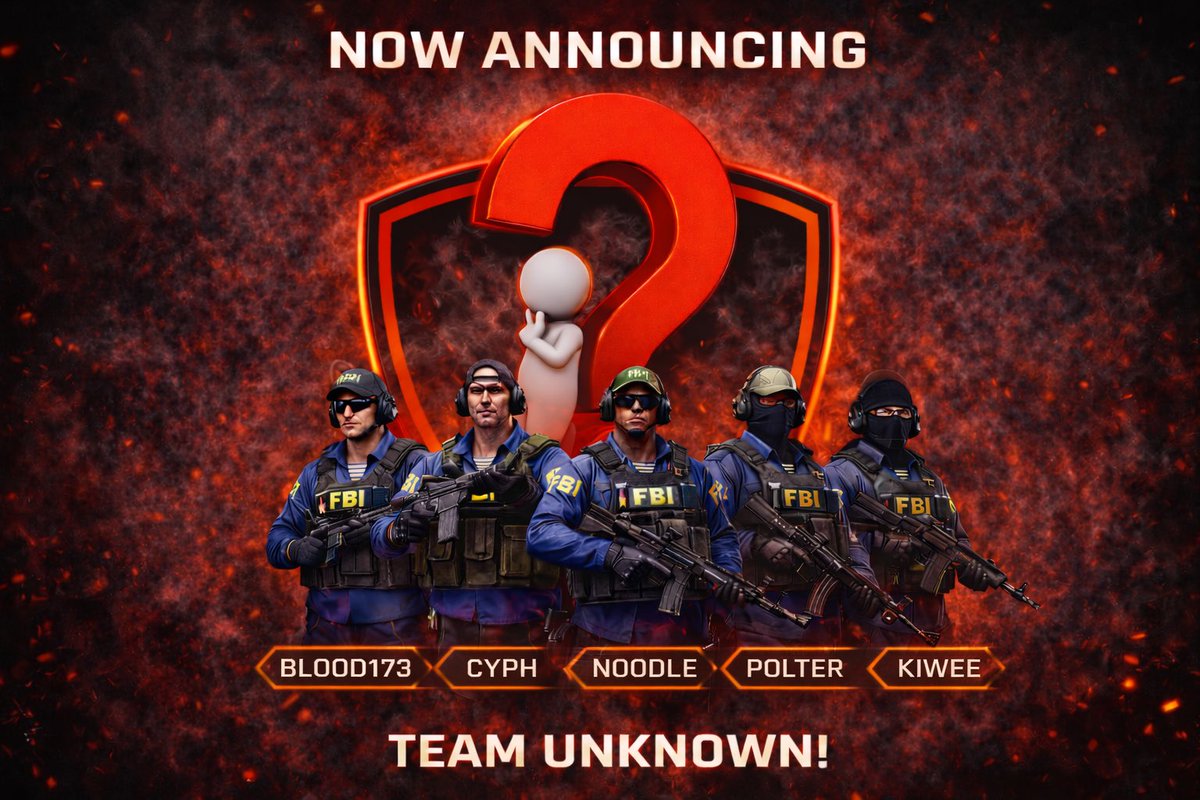 TeamUnknownCS2's tweet image. They nerfed our aura last season.
We became noobs.
That’s over now.
A new era has begun. 

They didn’t stop the grind.
They won’t stop what’s coming.

Welcoming back the Team Unknown Counter-Strike roster. 

@NoodleCSGO 
@cyphcs 
@Blood173_ 
@kiweenz 
Polter
@f1ashcs2 
@_telep…