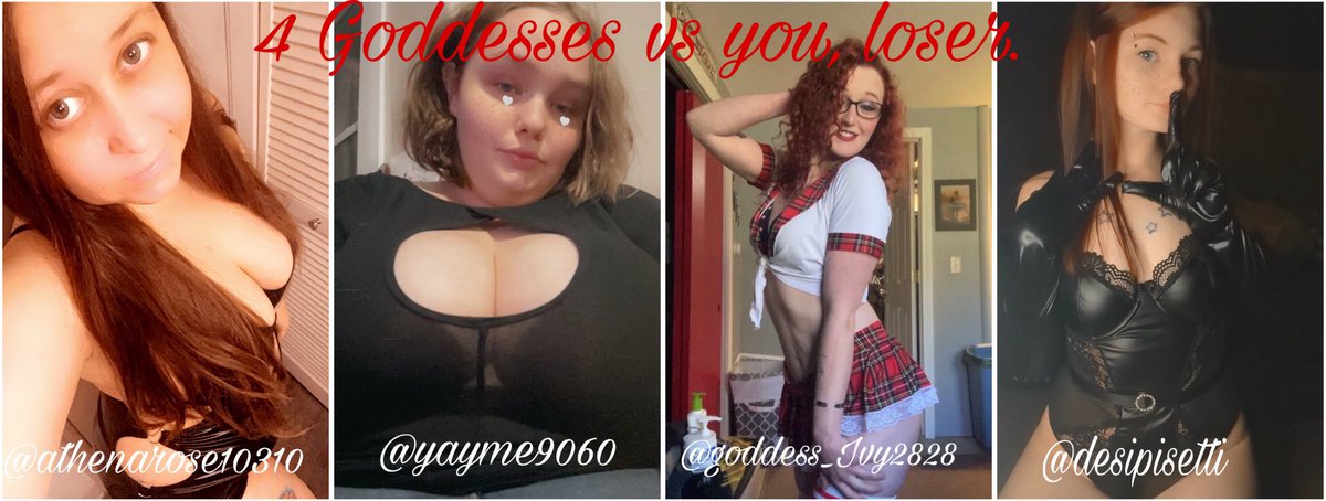 You know and love them all approach for a massive rtgame/pass the piggy or anything that makes us richer 💋🖕🏻 

Featuring 
<a href="/Goddess_Ivy2828/">Goddess_Ivy | Findom</a> <a href="/athenarose10310/">goddess athena127- Findom</a> <a href="/DesiPisetti/">✨ Mistress Desi ✨👑 Findom</a> and me
