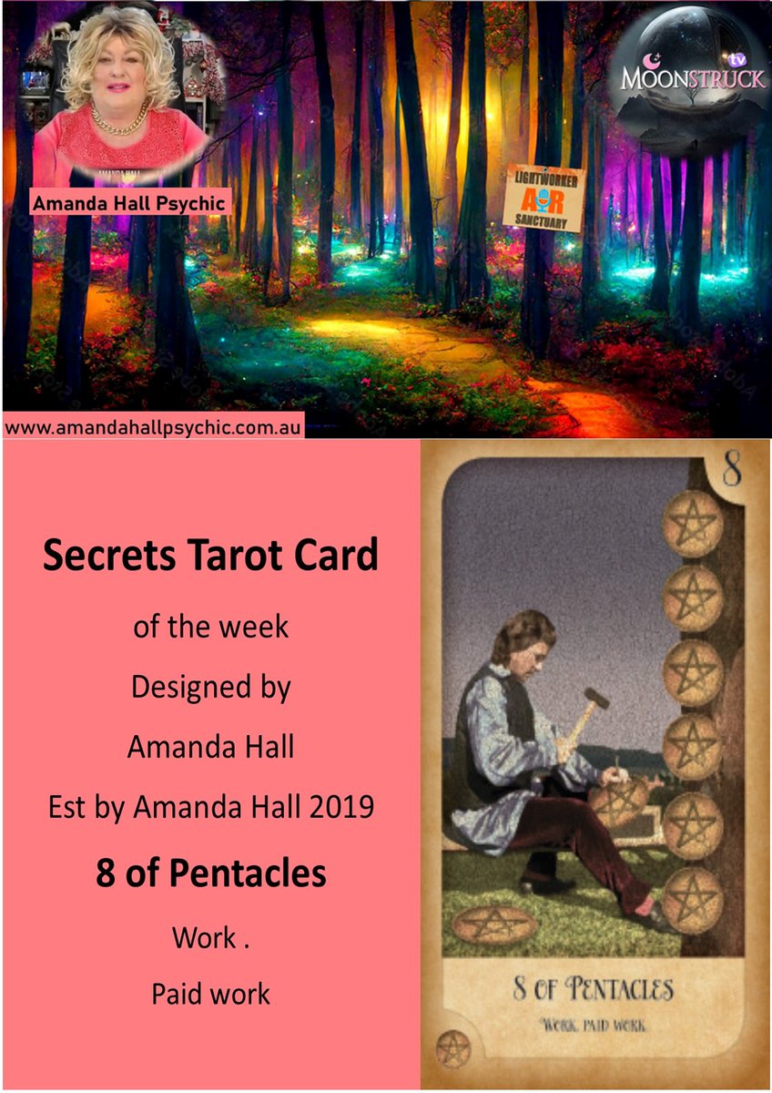 PsychicAmandaH's tweet image. Amanda Hall Psychic-16/2/2025 
Show No 432 facebook.com/PsychicRadio/
Private reading amandahallpsychic.com.au
Tarot Card of week #8ofpentacles