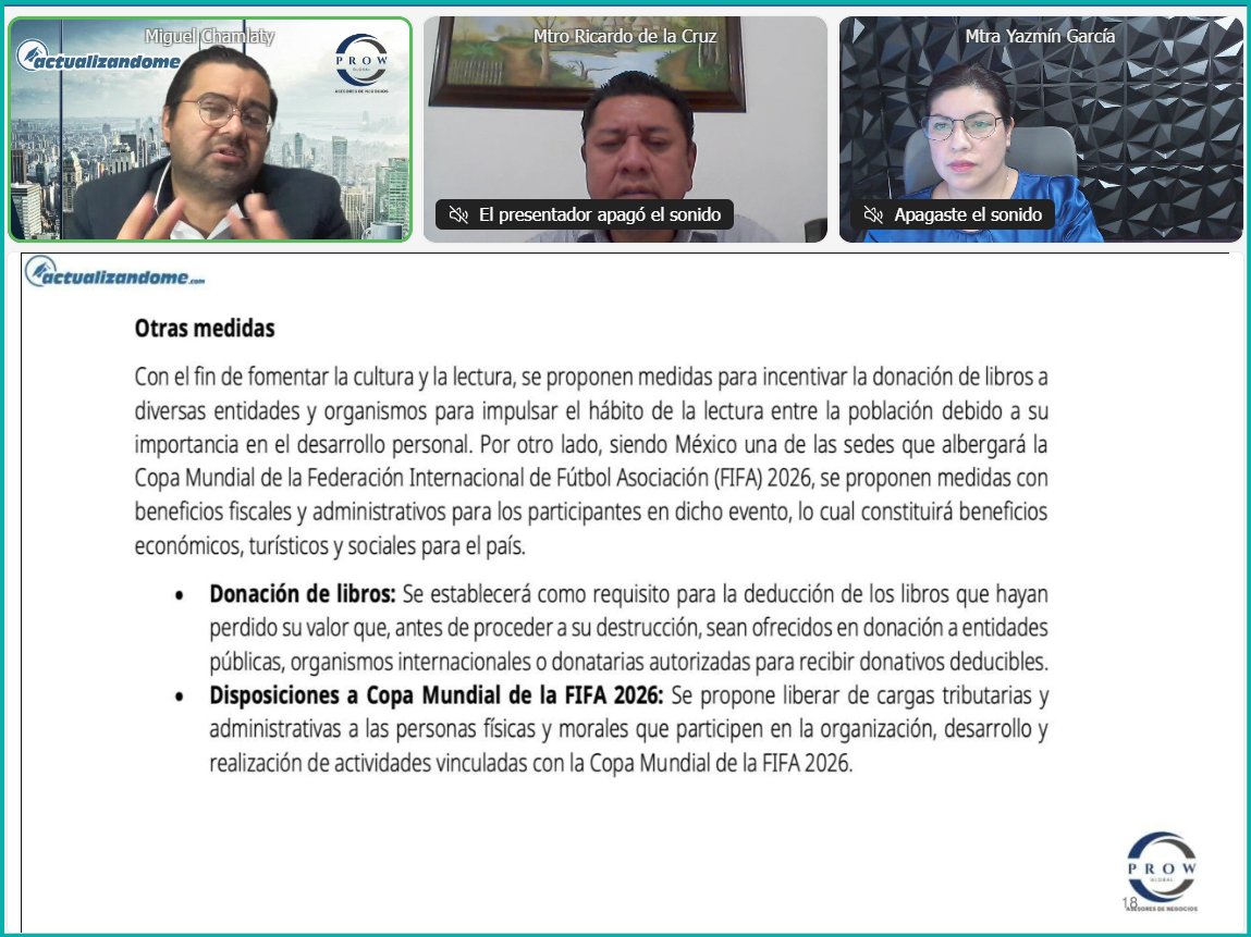 Día 2 de la JORNADA DE ANÁLISIS DE LAS REFORMAS FISCALES 2026 revisando temas de Ley de Ingresos, con enfoque en la mini Miscelánea Fiscal 2026 contenida en el artículo 25 de la Ley.
Te invitamos a visitar nuestro Blog con interesantes puntos en la materia prow.global/boletines/