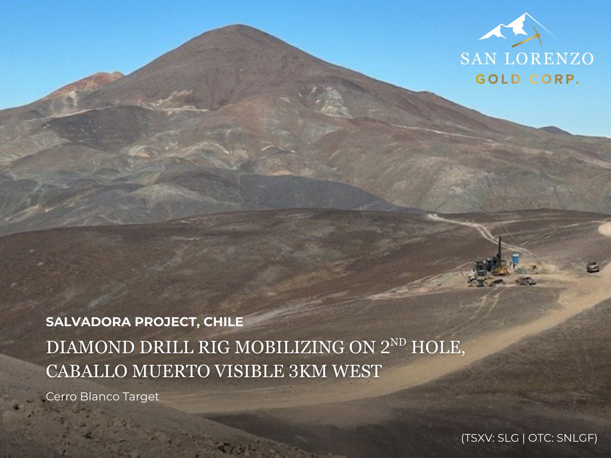 Diamond drill rig mobilizing on 2nd hole at Cerro Blanco with Caballo Muerto target area visible in the background, approximately 3 kilometres to the West.

Subscribe for updates: sanlorenzogold.ca

#SanLorenzoGold $TSXV $SLG $OTC $SNLGF #Chile #Copper #Gold #Mining
