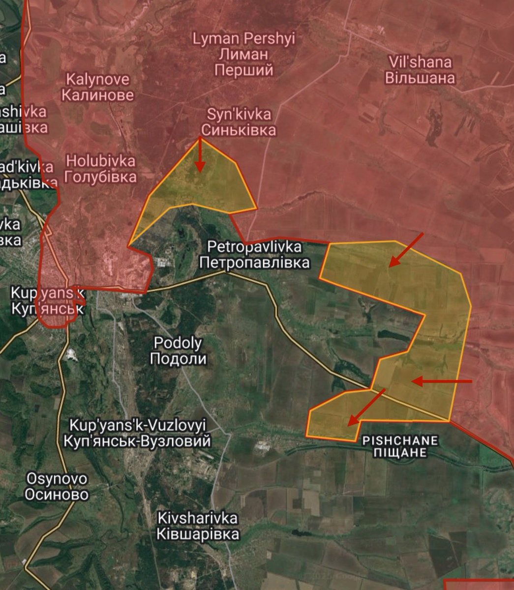 CKMapss's tweet image. 🇺🇦🇷🇺Ukraine war update
- Kupyansk front
- +12.59 sq miles to Russia
- Map adjustments in the Kupyansk area, Russian forces have advanced south of Synkivka and north of Pishchane, the Russians have also reached the first houses of Kurylivka