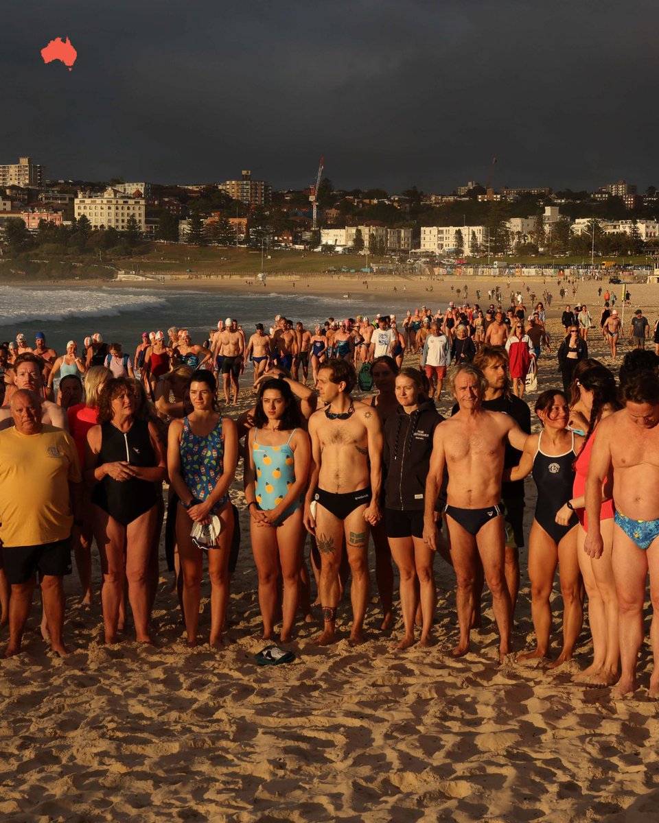 Swim clubs of Bondi and other supporters gathered to form a circle and take a minute’s silence before swimming out into the water. The event was organised to honour the 15 people who lost their lives, and to show solidarity with the Jewish community. Pictures: Rohan Kelly
Read