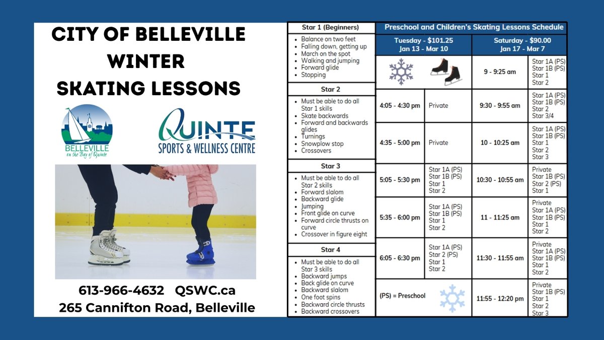 Learn to skate ⛸️
Lesson registration is open! Classes begin in January. To learn more about times and levels or to register, call 613-966-4632 or visit the link below.
ow.ly/j6Wl50XHCFa