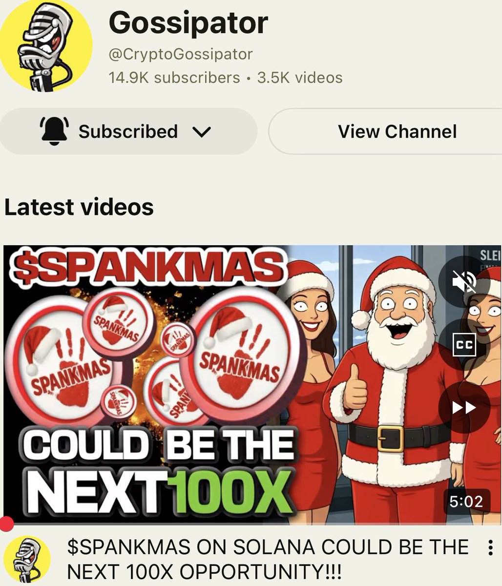 SantaSpankmas's tweet photo. 👀 Crypto Gossipetor just dropped a video on us.More eyes are officially on us now!

$SPANKMAS ON SOLANA COULD BE THE NEXT 100X OPPORTUNITY!!! https://t.co/BnQKuXuazp via @YouTube https://t.co/tM05j5gmN5