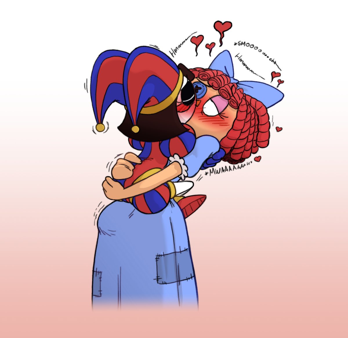 I'm finishing up a new Digital Circus set, so I figured I'd repost some Pomni and Ragatha kissing to get y'all in the mood 😁😁