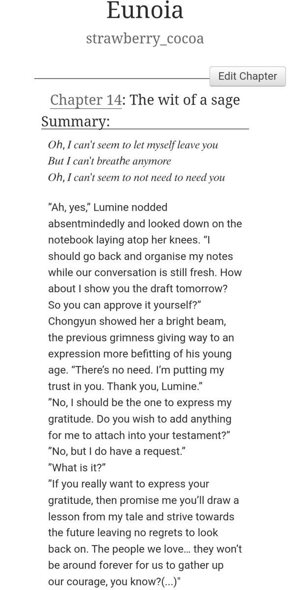 New chapter is here! Please mind the TW before you read 🙏
Also may I just say I'm immensely proud of this one, I hope you enjoy reading it!
#xiaolumi #xiao #lumine #GenshinImpact #原神 #eunoia

archiveofourown.org/works/48561976…