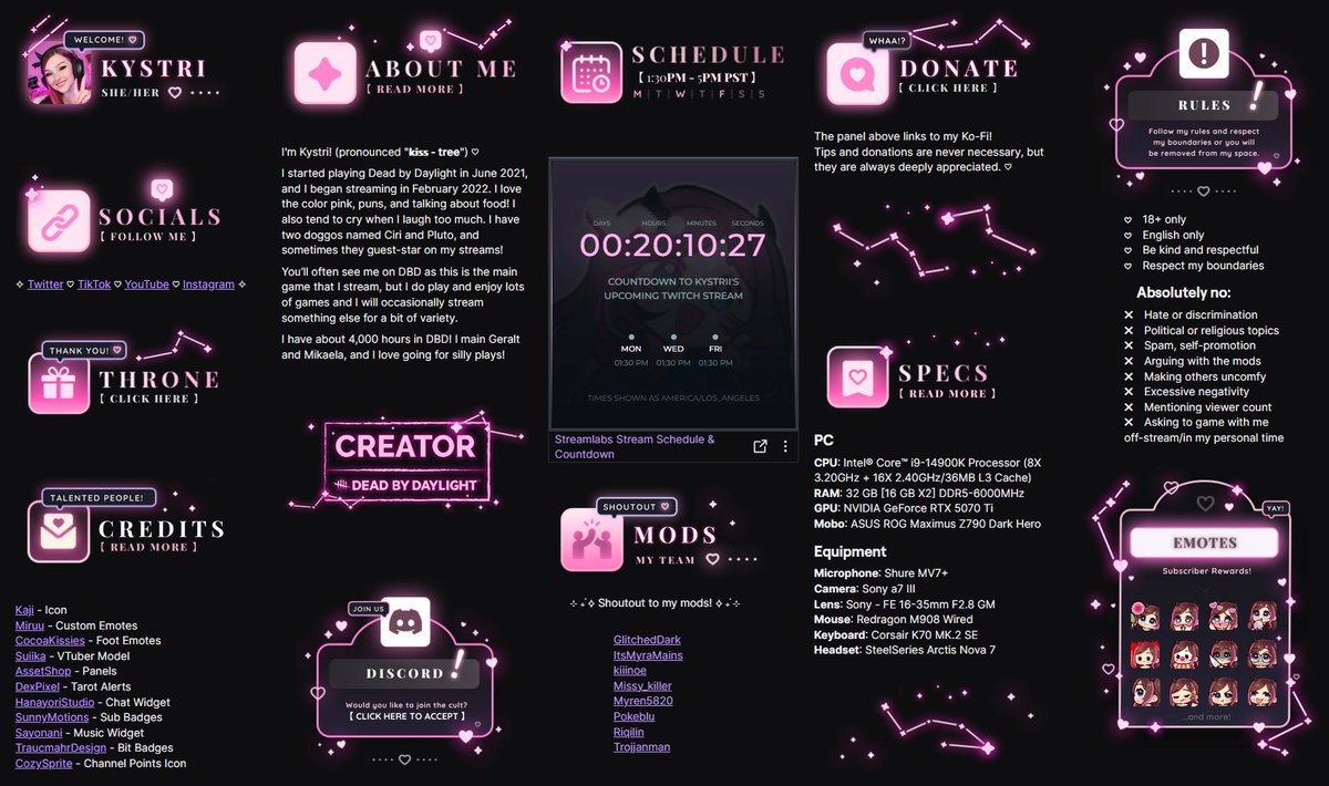 Updated my panels because I wanted to fit a matching DBD Creator logo on my Twitch page ⟡₊˙⊹