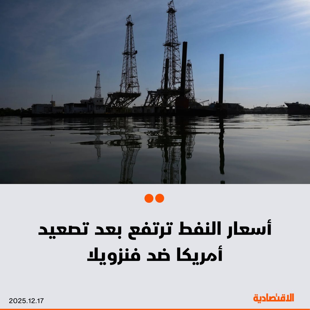 ارتفعت أسعار النفط اليوم الأربعاء من أدنى مستوى لها منذ 2021، بعدما فرضت أمريكا فرض حصار على ناقلات الخام الخاضعة للعقوبات قبالة سواحل فنزويلا. برنت صعد إلى ما فوق 59 دولارا للبرميل بعد أن خسر 5% آخر 4 جلسات، وجرى تداول خام تكساس قرب 56 دولارا 