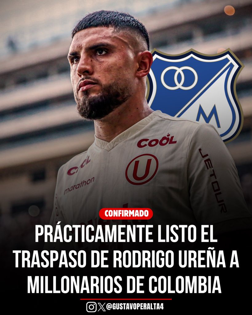 Gustavo_p4's tweet image. ¡Rodrigo Ureña jugará en Millonarios! Acordadas las condiciones para el traspaso del volante chileno de Universitario de Deportes al club de Colombia. Las conversaciones han sido fructíferas e incluso se acordó facilidades de pago para el club de Bogotá. El monto acordado será…