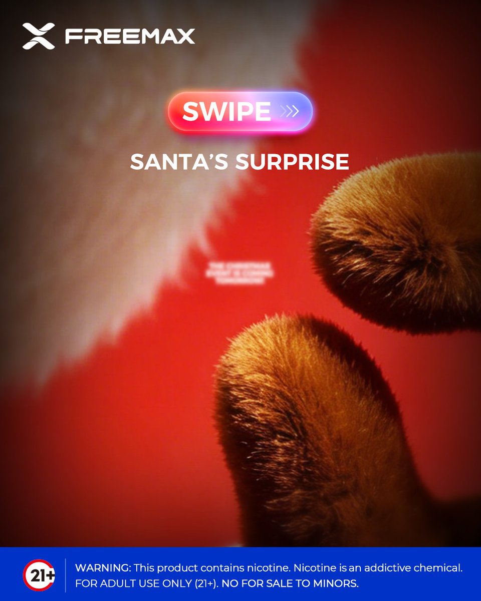 Freemaxvape's tweet photo. Swipe through 🎅👀
The reveal is at the end.
.
.
.
.
.
⚠️ Warning: This product contains nicotine. Nicotine is an addictive chemical.
🔞 Must be 21+.
-
#freemax #HolidayVibes #SwipeToSee #CarouselPost #JustForFun #giveawaytime #GiveawayAlert #ChristmasGiveaway #christmasgift https://t.co/tivRfvXL7N