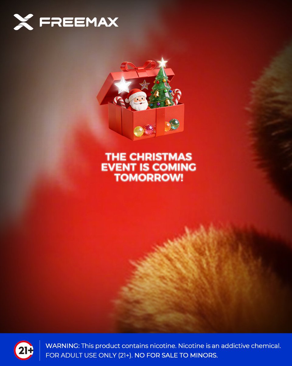Freemaxvape's tweet photo. Swipe through 🎅👀
The reveal is at the end.
.
.
.
.
.
⚠️ Warning: This product contains nicotine. Nicotine is an addictive chemical.
🔞 Must be 21+.
-
#freemax #HolidayVibes #SwipeToSee #CarouselPost #JustForFun #giveawaytime #GiveawayAlert #ChristmasGiveaway #christmasgift https://t.co/tivRfvXL7N