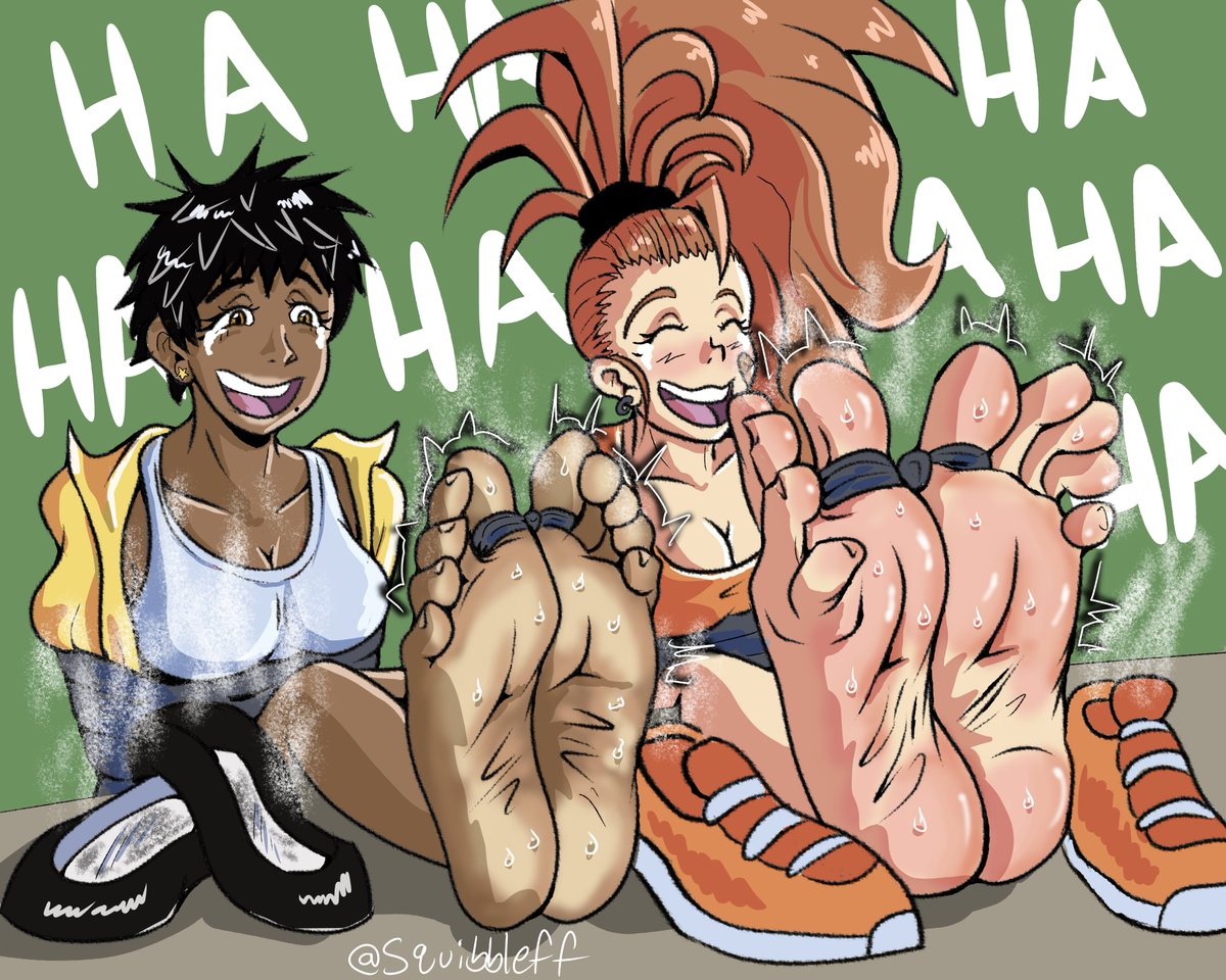 Squibbleff's tweet image. Mizuki and Suiko tied up and tickled