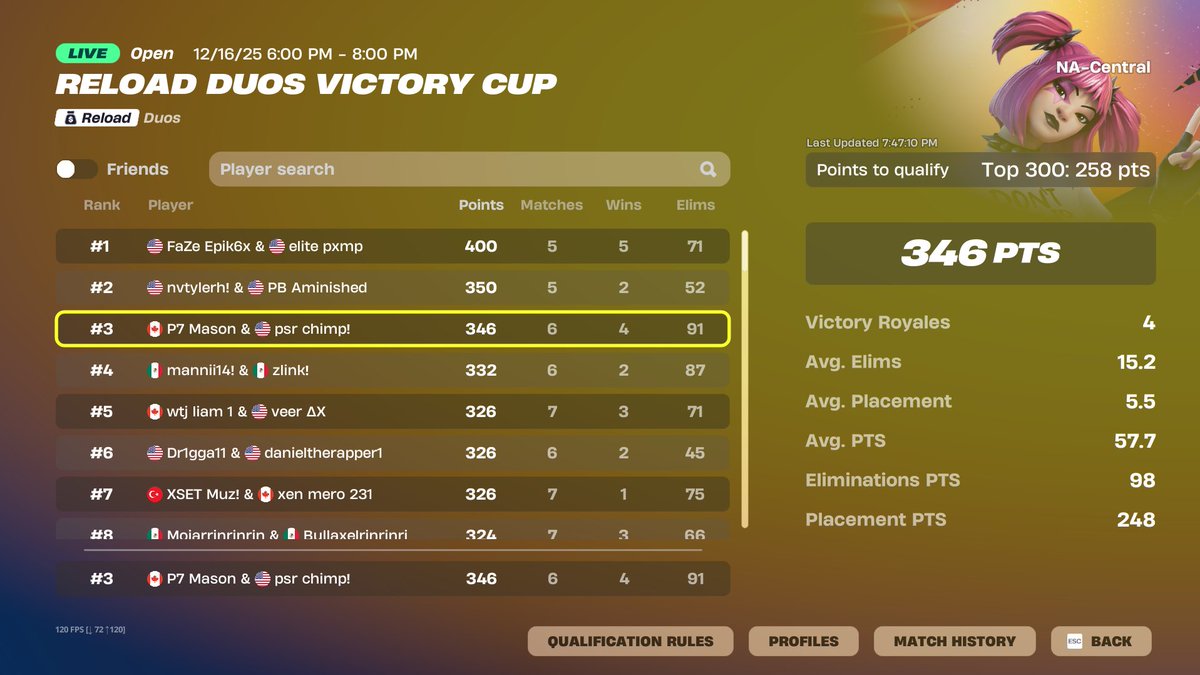 masonfnn_'s tweet image. early qual @chimperatie @Pursuit7Gaming