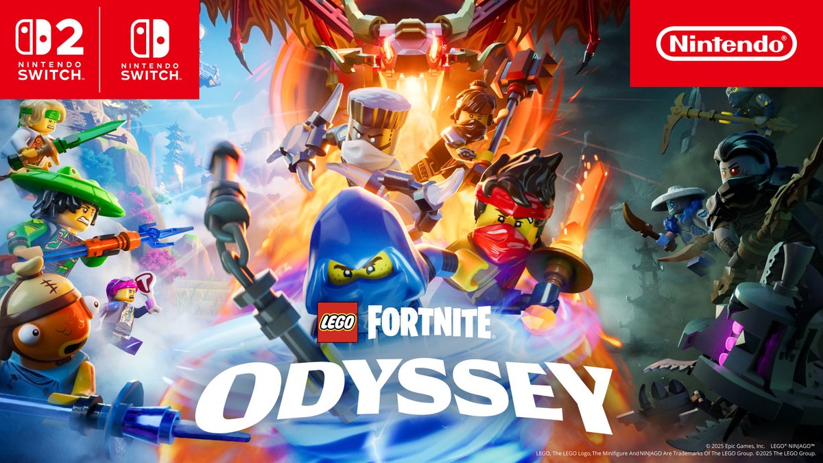 NintendoAmerica's tweet photo. Ninjas incoming!  

Use ELEMENTAL powers, new weapons and movement abilities, and your best Ninja outfit to defend Ninjago Island. 

🥷 Master Spinjitzu in LEGO Fortnite Odyssey on #NintendoSwitch2 and #NintendoSwitch: https://t.co/deapuFTA6x https://t.co/lNvacqgua2
