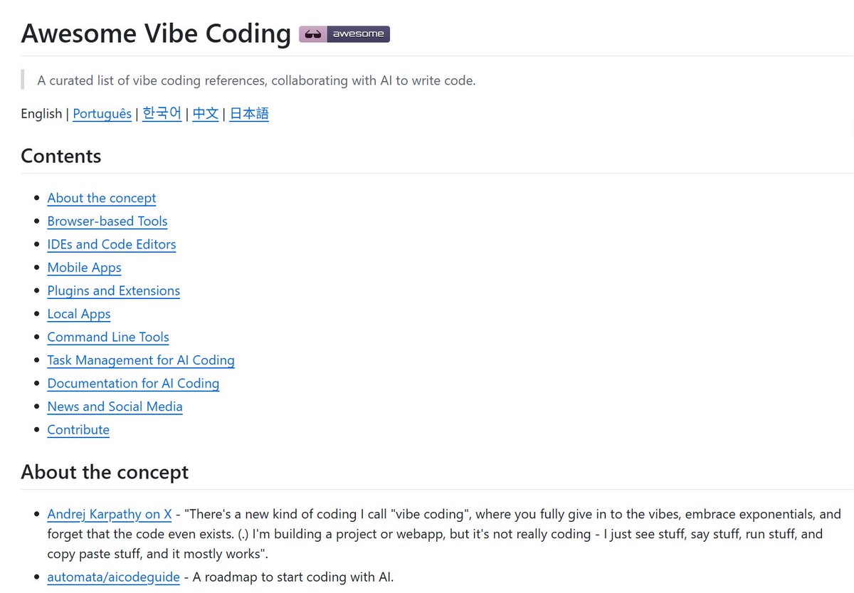 sitin_dev's tweet image. I dug up 4 great open-source GitHub projects that make this workflow actually work in practice:

• AI Code Guide – a roadmap for non-coders to adapt to AI-first development

• Vibe Coding Prompt Templates – structured prompts that force PRD + planning before code

• Vibe…