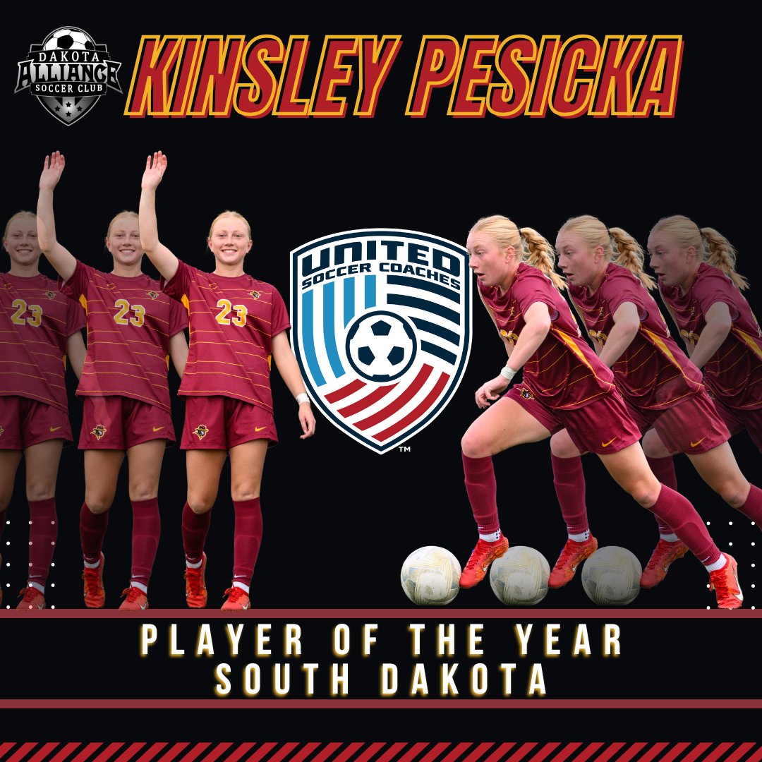 🌟 Big congrats to Kinsley Pesicka — the <a href="/UnitedCoaches/">United Soccer Coaches</a> South Dakota Player of the Year!
A standout season from a standout player. We’re proud of you, Kinsley! ⚽️🔥
#PlayerOfTheYear
