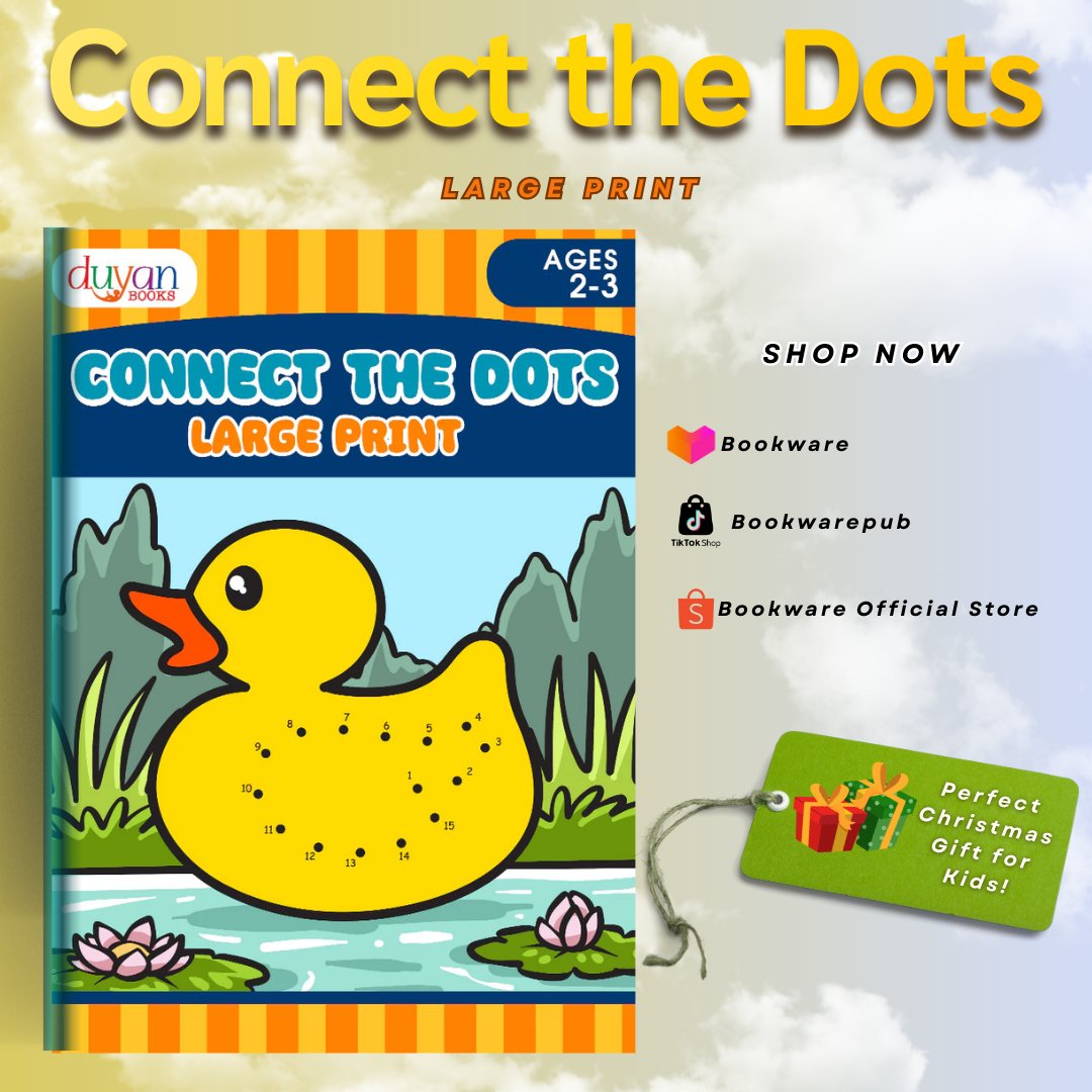 Big, bold, and fun! Our Connect the Dots Large Print makes it easy for all ages to enjoy tracing, connecting, and coloring!✨ 

Buy now!
~ lazada.com.ph/shop/bookware
~ shopee.ph/bookware
~Tiktok shop : @ bookware

#BookwareChristmasGiftIdeas