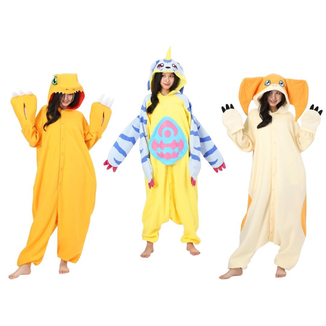 mecchaJP's tweet image. Digimon - Kigurumi One-piece Fleece Agumon, Gabumon &amp;amp; Patamon - Check them out on meccha-japan!