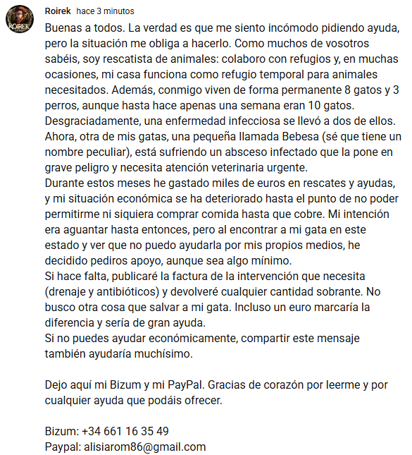 sauronsenor's tweet photo. Me cuesta pedir ayuda, pero la situación es crítica. Cualquier aportación, incluso 1€, o compartir, ayuda mucho. Dejo mi Bizum y PayPal. Muchas gracias.
Bizum: +34 661 16 35 49 
Paypal: alisiarom86@gmail.com https://t.co/3dLVr19AuP