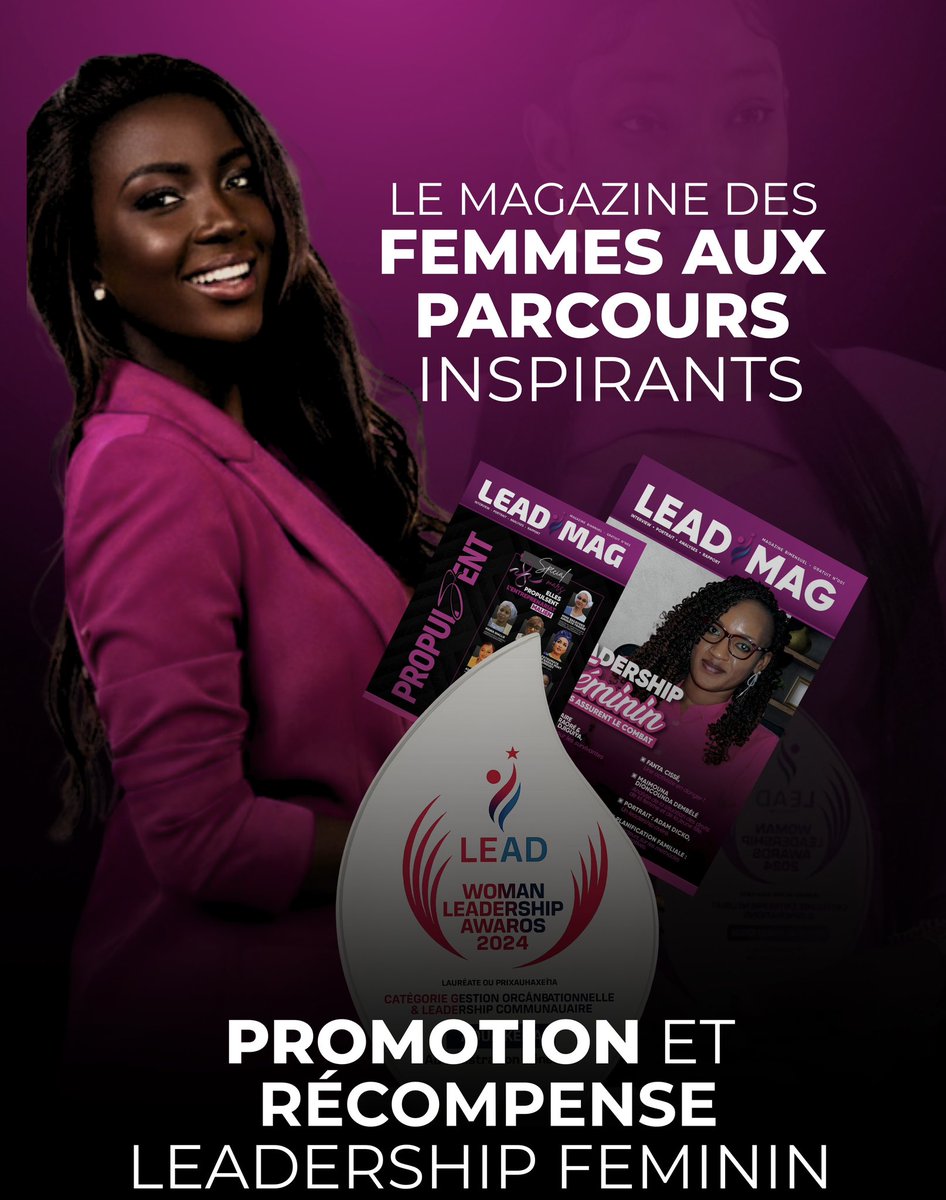 leadmagml's tweet image. LEAD MAGAZINE
Le magazine des femmes aux parcours inspirants.
Nous valorisons, promouvons et récompensons le leadership féminin.
#LeadMagazine #FemmesInspirantes #LeadershipFéminin #WomanLeadershipAwards