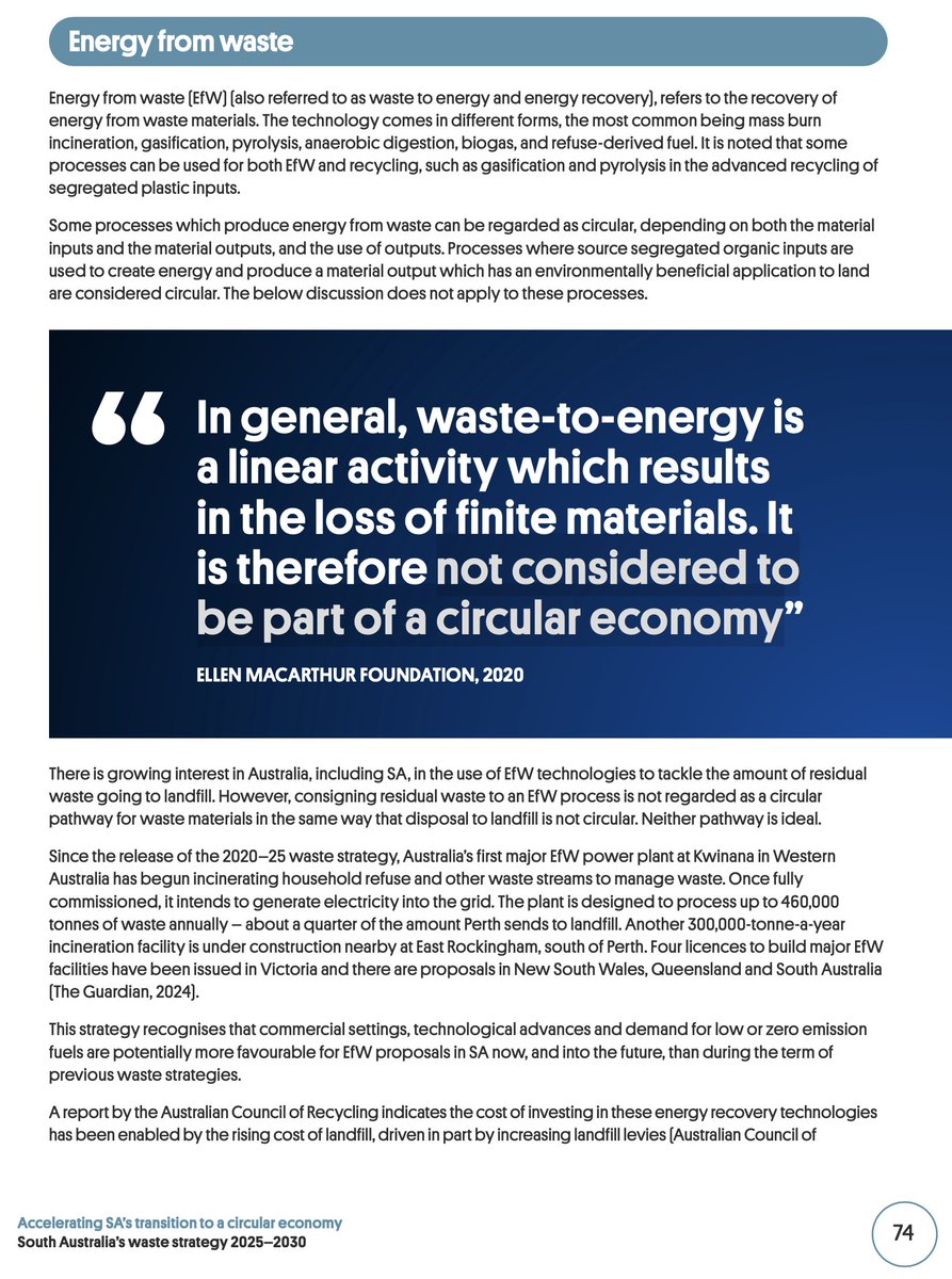 wearecrab's tweet photo. South Australia Waste Strategy 2025-2030 reinforces fact that Energy from Waste (EfW) aka Waste to Energy is not considered to be part of a circular economy
https://t.co/g49WowXwhN
#EnergyfromWaste
#WastetoEnergy
#Bioenergy
#BigBadBiomass
#BiomassDelusion
#Greenwash https://t.co/VFWuBdmlib