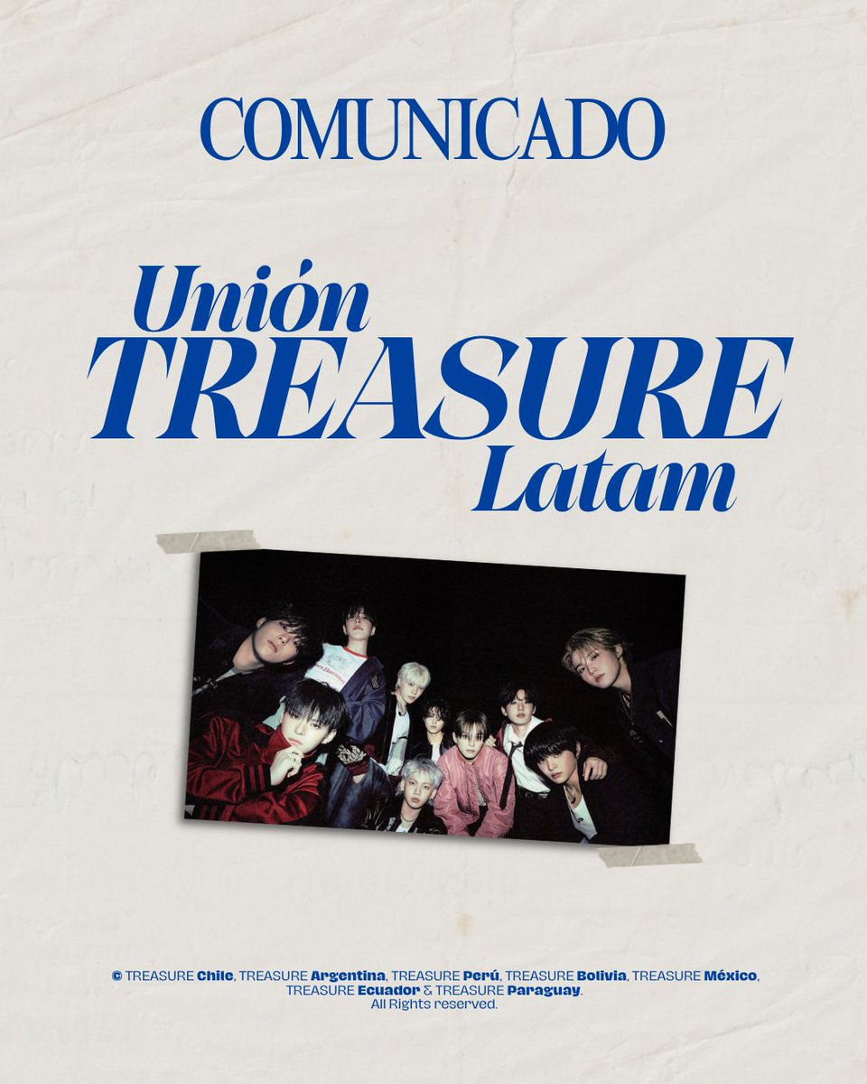 TreasurePeru__'s tweet photo. ✦ 𝐔𝐍𝐈𝐎𝐍 𝐓𝐑𝐄𝐀𝐒𝐔𝐑𝐄 𝐋𝐀𝐓𝐀𝐌 ✦ 
  🇵🇪🇲🇽🇨🇱🇦🇷🇧🇴🇵🇾🇪🇨

TEUMEs !!
Lean el comunicado de la unión de TREASURE fanbases latinoaméricanas.

Compartan y usen los hashtags 👇 según sus países 🩵

#TREASURE #TREASUREINLATAM #TREASUREinPeru #트레저 #トレジャー @treasuremembers https://t.co/4KJjOOFvCT