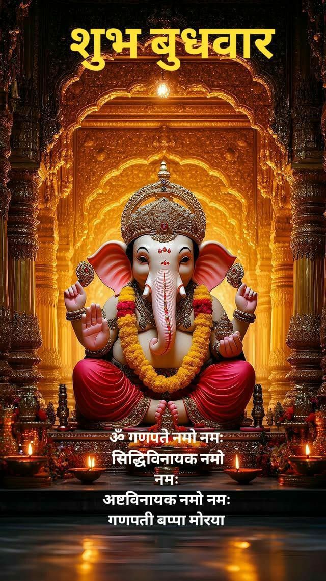 भगवान श्री गणेश जी की कृपा आप सभी पर बनी रहे.... ❤️
ॐ गणपते नमो नमः 
सिद्धिविनायक नमो नमः 
अष्टविनायक नमो नमः 
गणपति बप्पा मोरया
मंगल मूर्ति मोरया... ❤️🙏

जय श्री गणेश ✨🚩
गणपति बप्पा मोरया...🙏🚩