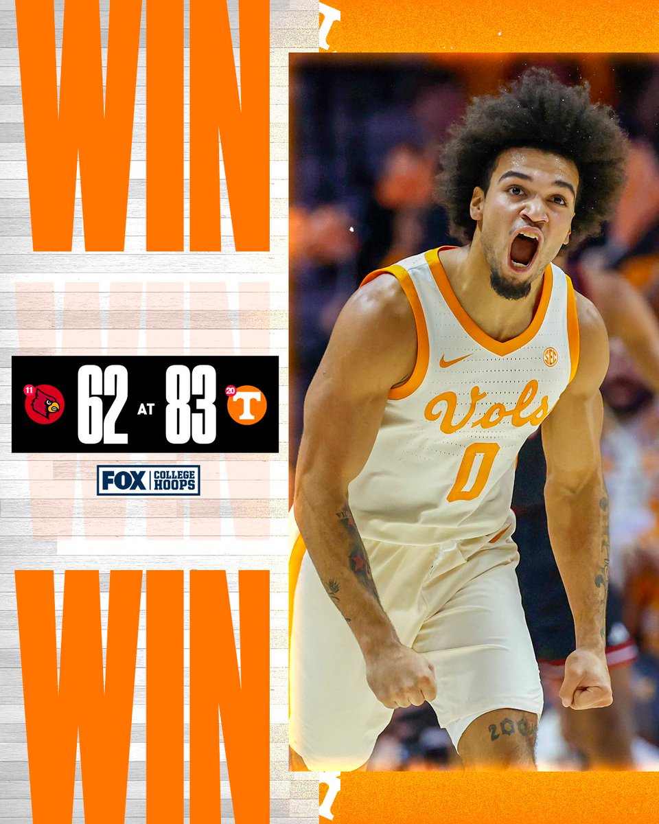 CBBonFOX's tweet image. Statement made in Knoxville!

No. 20 Tennessee was all over No. 11 Louisville 😤