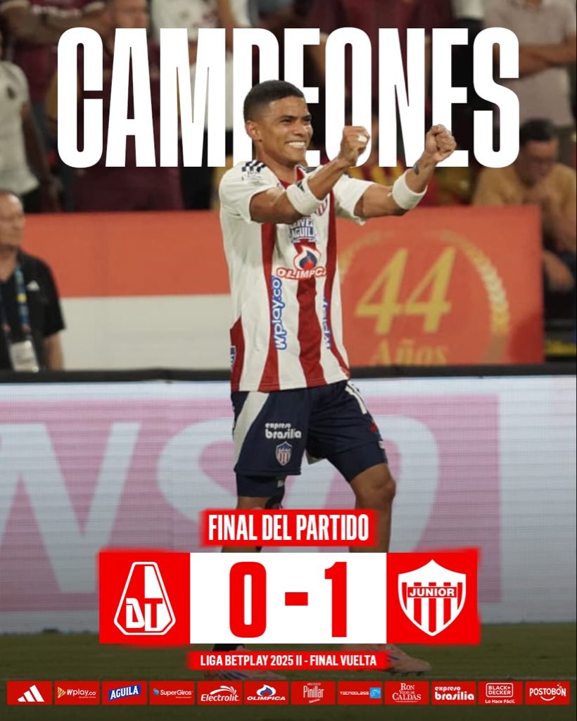 90’⌚▶️ |0-1| ¡CAMPEOOOOOOONEEEESSSSSSSSS! 

Tolima 🆚 <a href="/JuniorClubSA/">Junior FC</a> 
  
#VamosJunior🔴⚪🔵