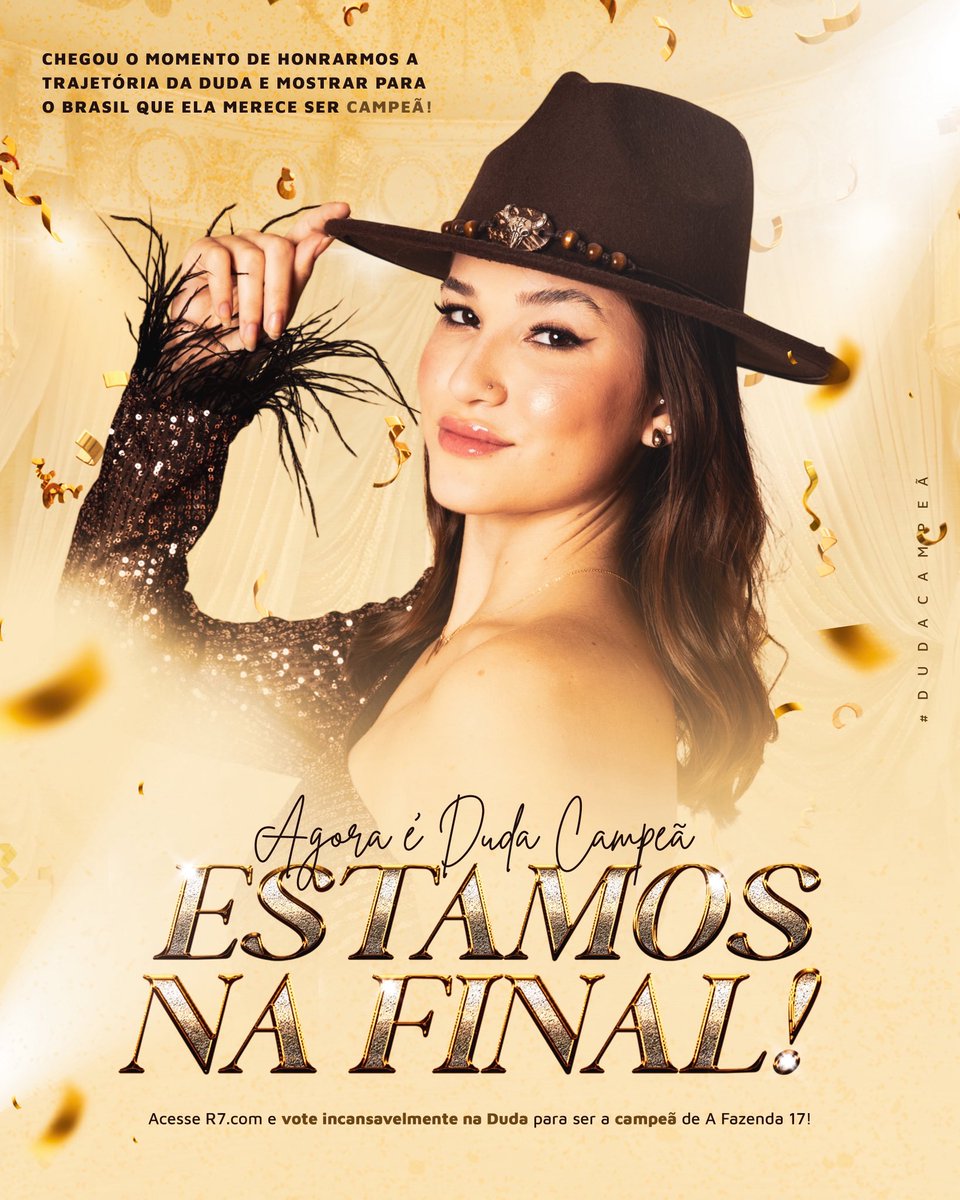 DudaWendling's tweet image. ESTAMOS NA FINAL!✨Nossa Duda chegou à grande final de #AFazenda17 mais do que merecido! Ela viveu intensamente, se posicionou e foi completa do início ao fim do programa. Agora é tudo ou nada. Vamos juntos lutar pela VITÓRIA. Votem incansavelmente! ⭐️🪽  #DudaCampeã