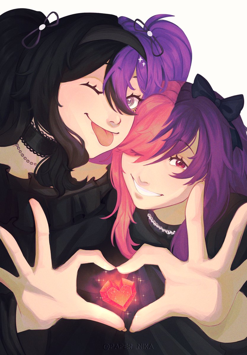 UR FAVE PURPLE SPLIT HAIR GIRLIES <3 ME ND MY WIFEY <a href="/Vaniljowo/">Van♡ Death king 💀</a> !!!! 

thank you so much to <a href="/Paper_Nika/">𝐏𝐀𝐋𝐄𝐓𝐓𝐄 夢</a> for this ADORABLE piece i love it so so SO much <3 everyone please please please go check them out!!