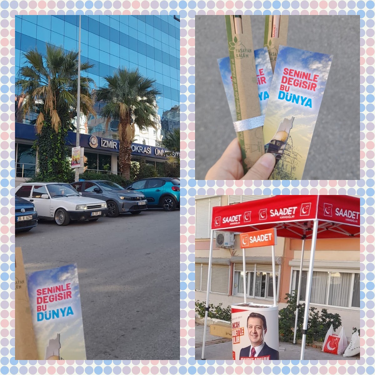 İzmir Demokrasi Üniversitesindeki genç kardeşlerimize tohumlu kalem ve ayraç hediye ettik. 💞