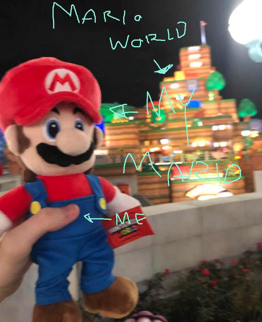 i forgot to post about it here but i was at the super nintendo world the other day and it was fun i got mario stuff. i was sooo happy! its pretty cool!😁😁😁😁